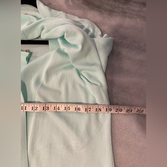 JM Collection Size LP Seafoam Open Front Gold Button Cuff Cardigan Lightweight - Picture 13 of 13